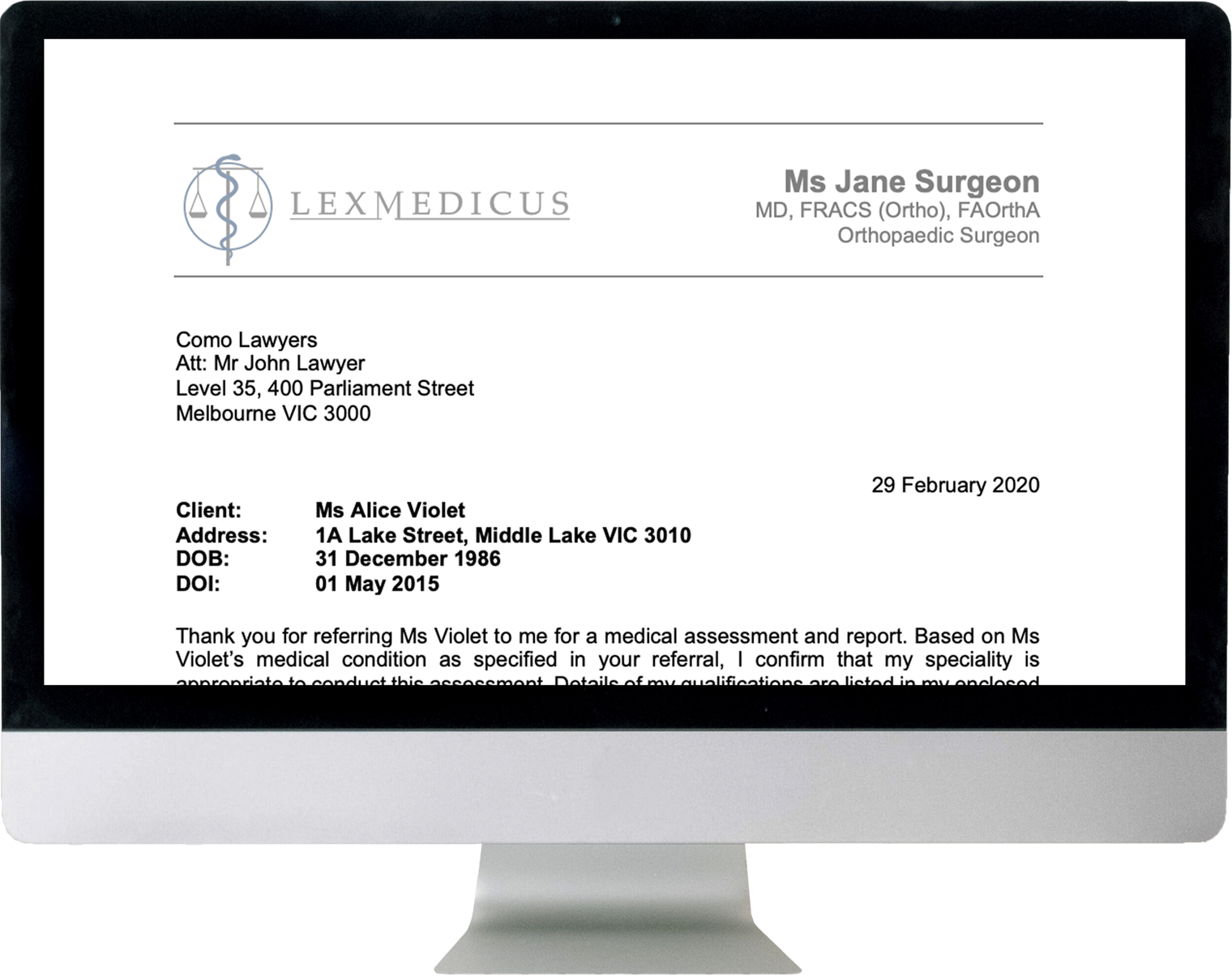 Medical assessment report from Melbourne medico legal experts